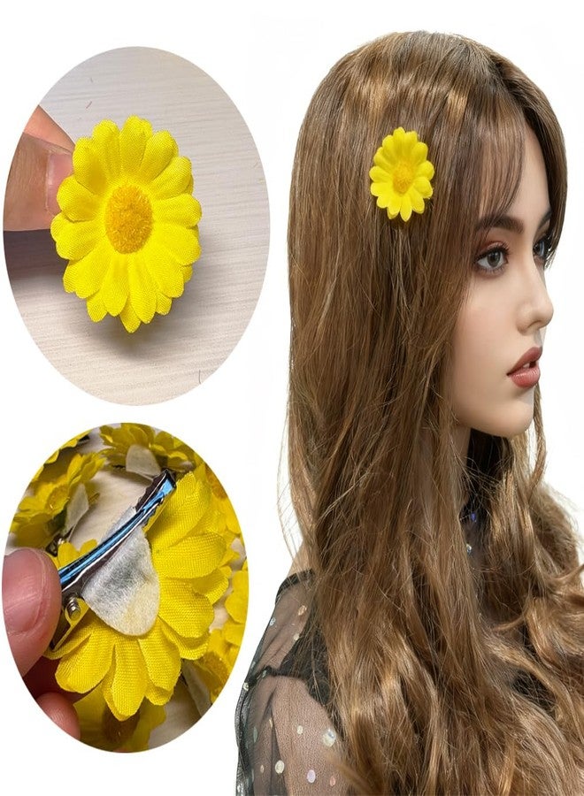 Backgarden Yellow [12 Packed] Women Sweet Flower Side Hair Clip Beach Wedding Flower Bridesmaid Hair Accessory - Image 2